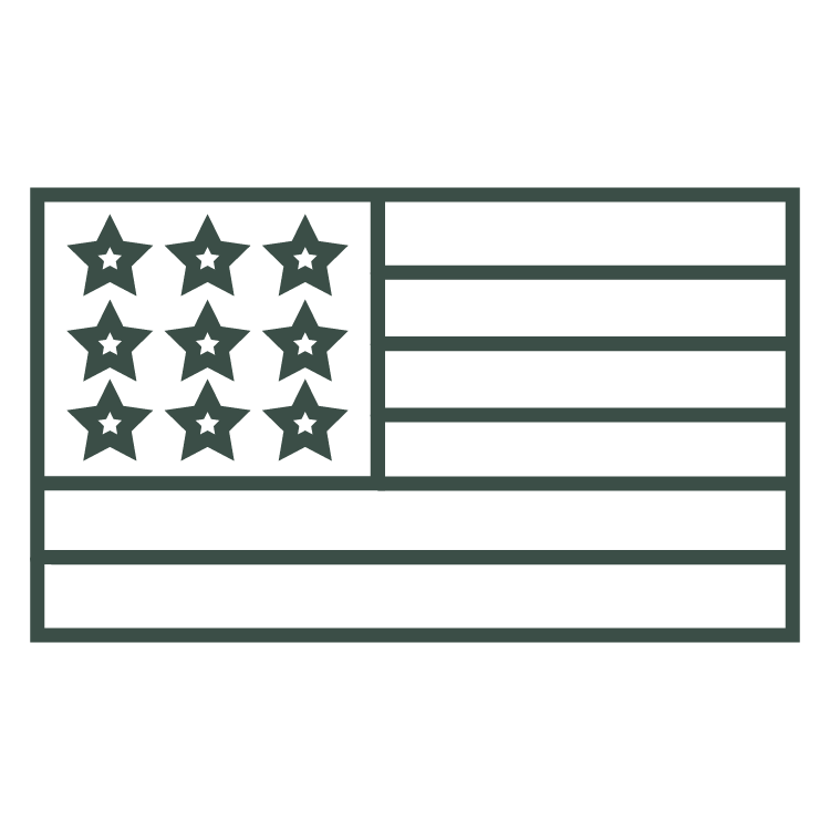 An icon of a simplified version of the flag of The United States of America, intended to signify that this mattress is proudly made in the USA.