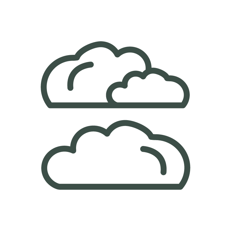 An icon of two clouds, intended to signify that this is an incredibly comfortable organic mattress.