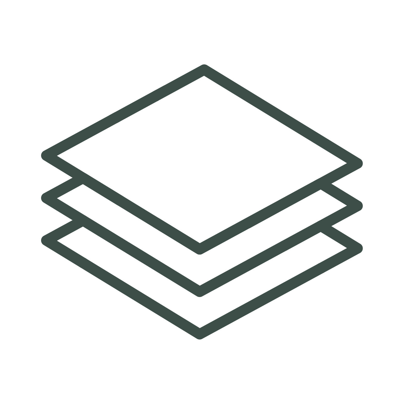 An icon of three boxes on top of one another intended to show that this mattress has multiple layers for customization.