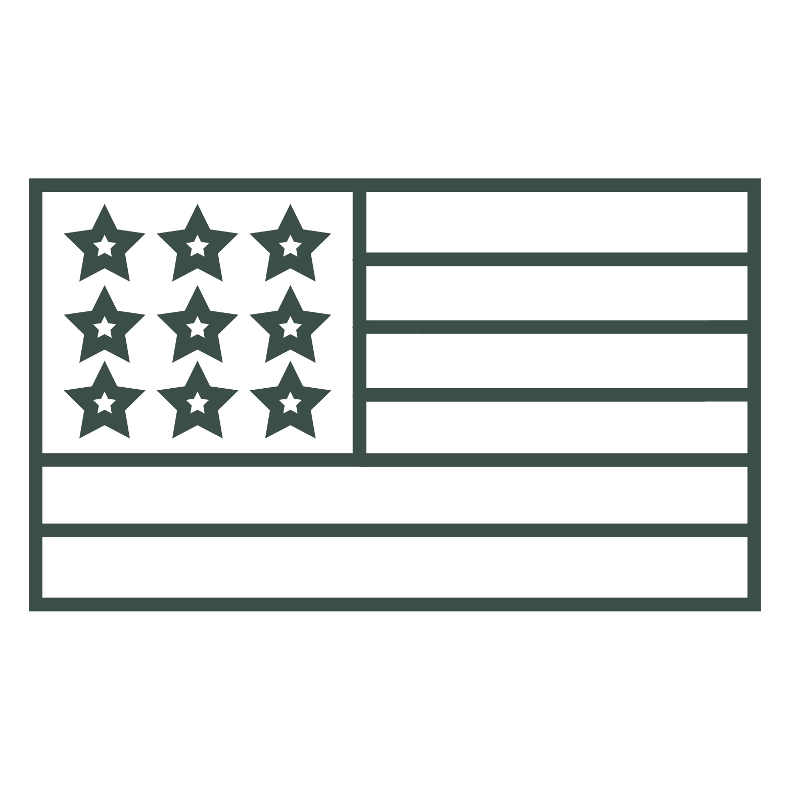 An icon with a simplified version of the flag of The United States of America, intended to signify that this mattress is made in the USA.