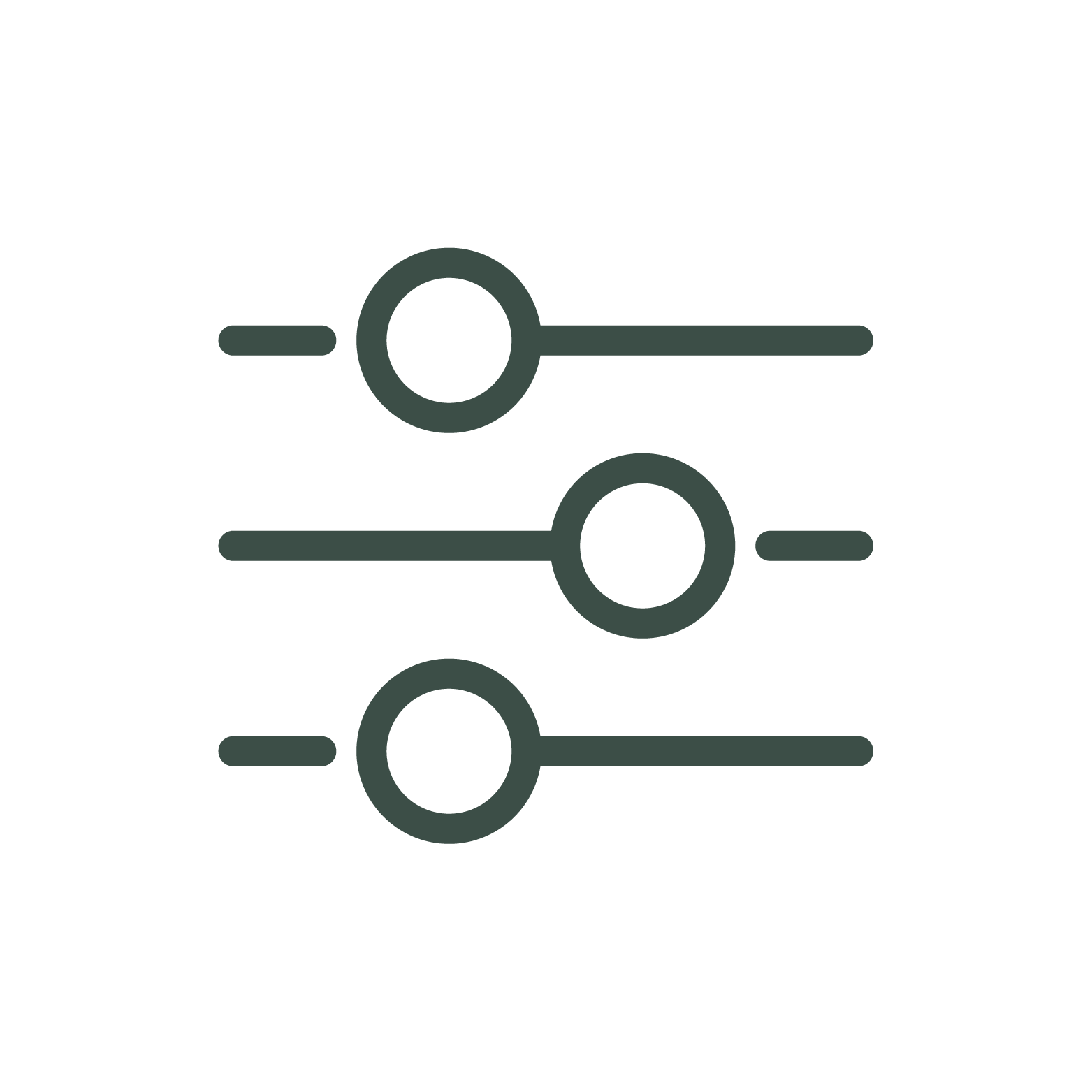 An icon of three adjustable bars, intended to signify that this mattress is customizable in a number of ways.