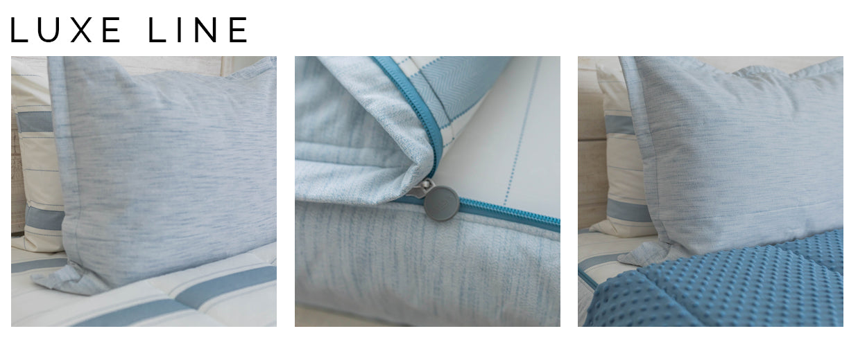 Graphic showing features of Beddy's Luxe line