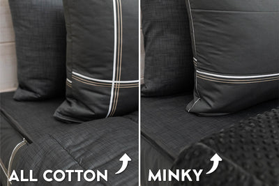 Minky and cotton bedding interior