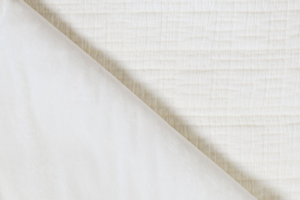 Photo showing both white and white minky side of blanket