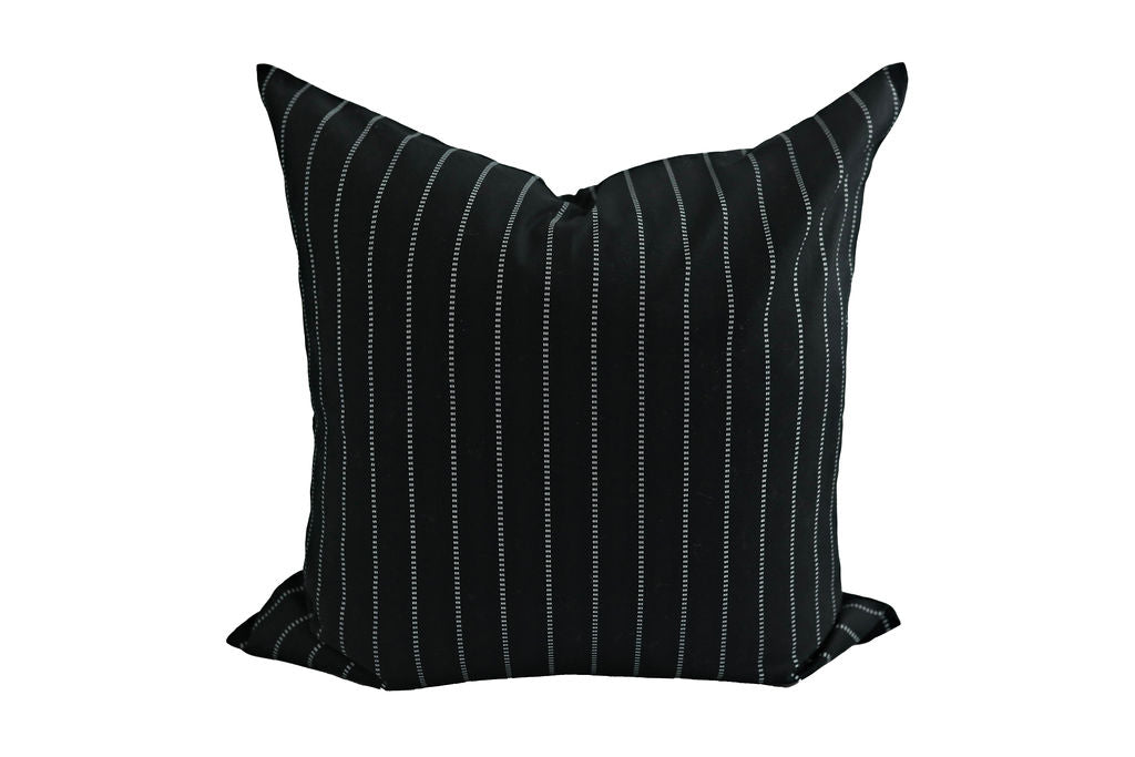 black euro pillow with dotted line stripes