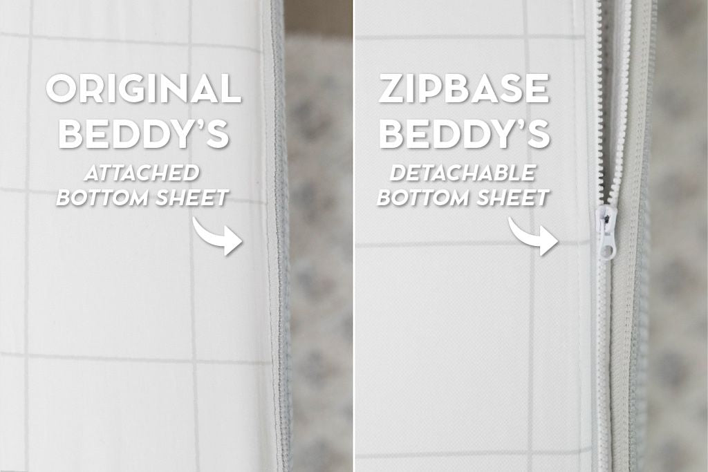 An infographic showing the options for Original and ZipBase in your zipper bedding set.