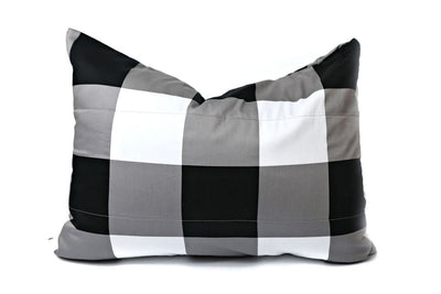 black plaid pillow sham