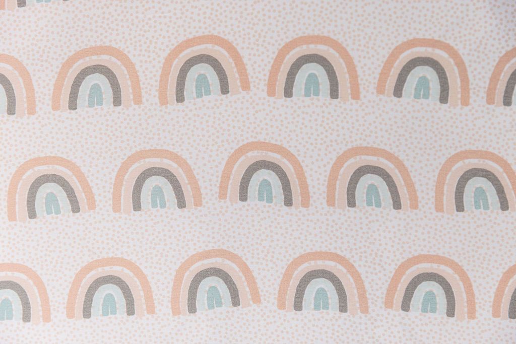 close up of pastel rainbow sheet interior