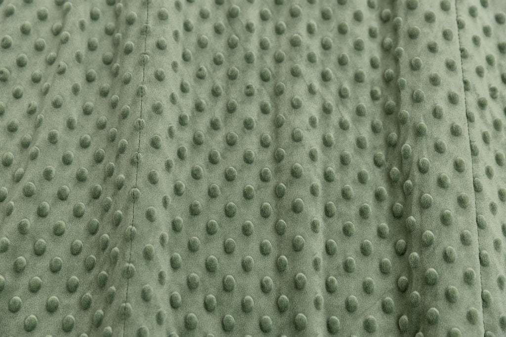 Close up of the green minky lining of this blanket