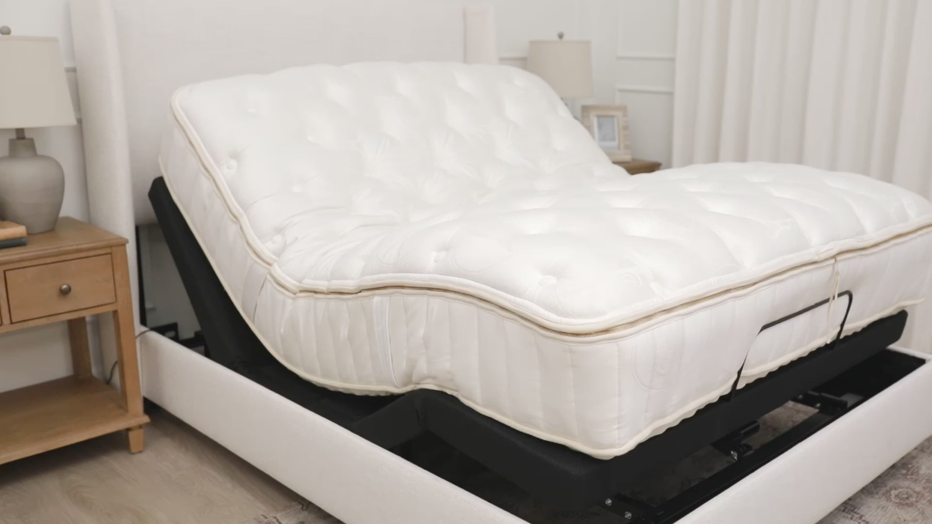 A video highlighting an adjustable base and it's unique functionalities like adjusting sleep positions.