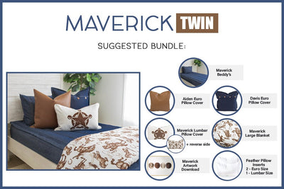 Graphic showing included items in twin bundle for blue zipper bedding