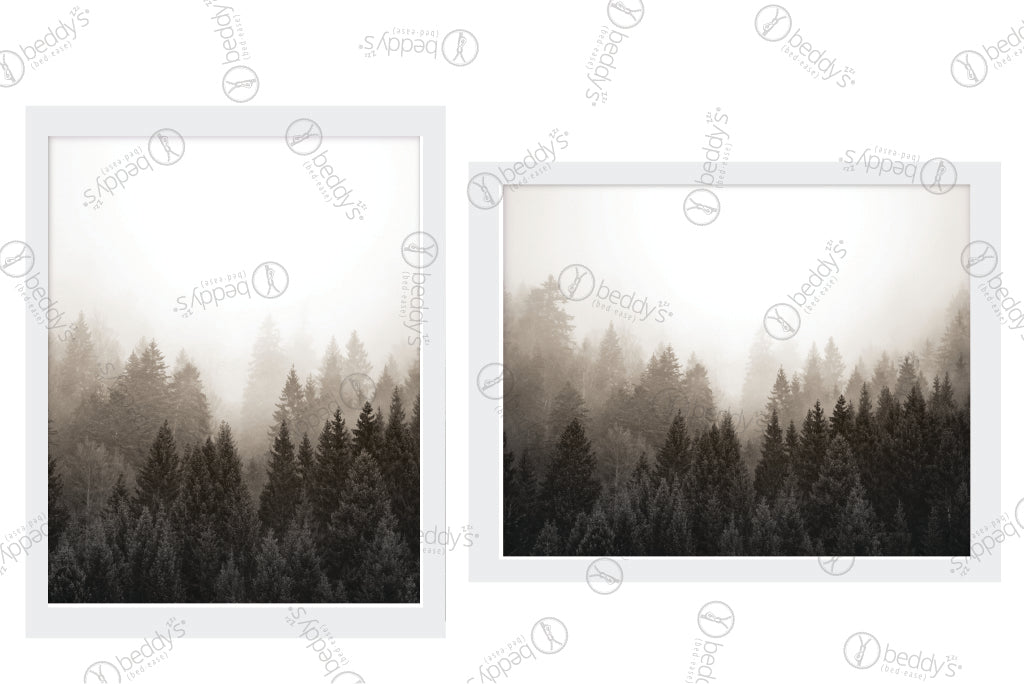 Two tree ombre layered landscape digital artworks showcased in frames.