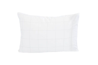 White pillow case with faint line tile pattern