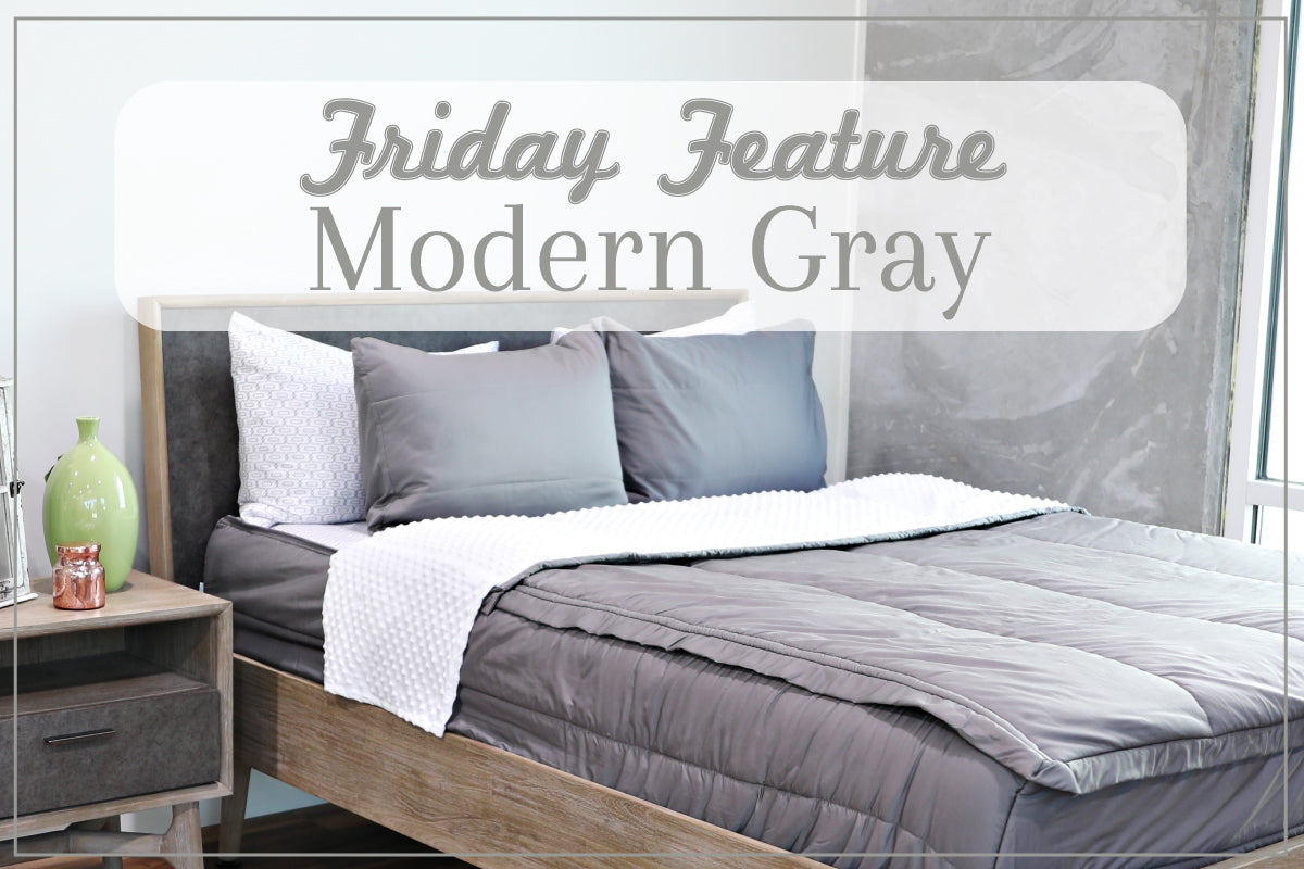 
      Friday Feature infographic with the modern gray zipper bedding bed set
    