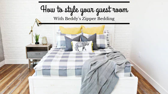 
      An infographic on how to style a guest room with zipper bedding.
    