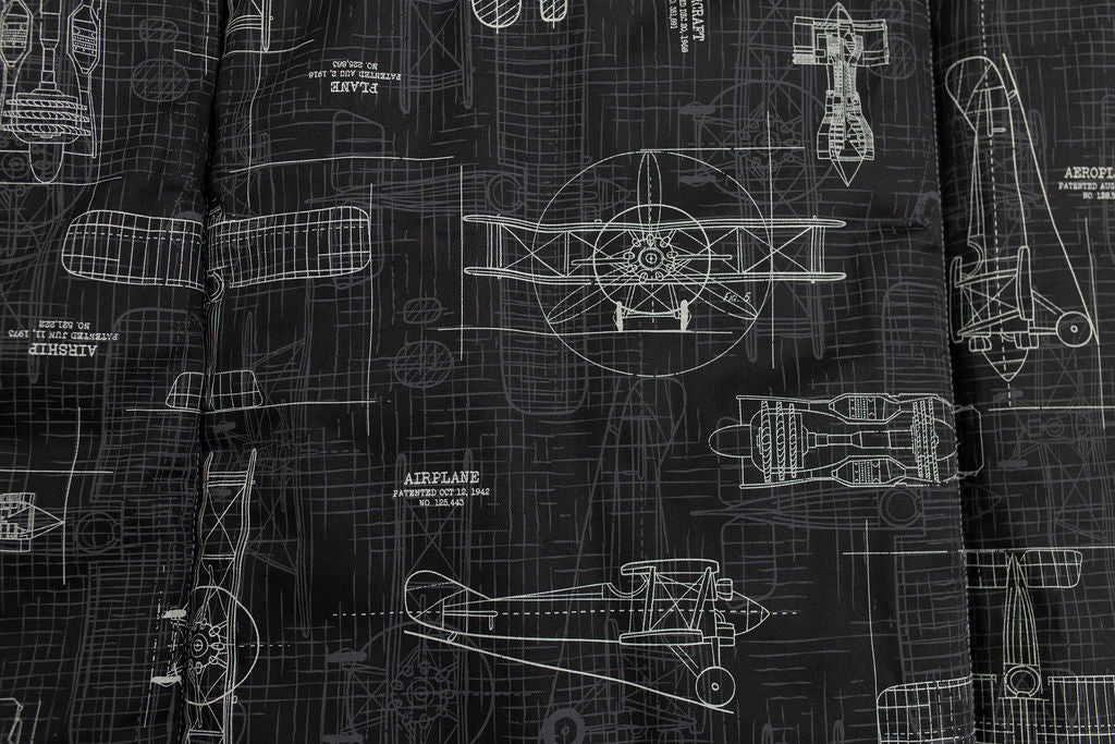 Charcoal airplane patterned blanket t