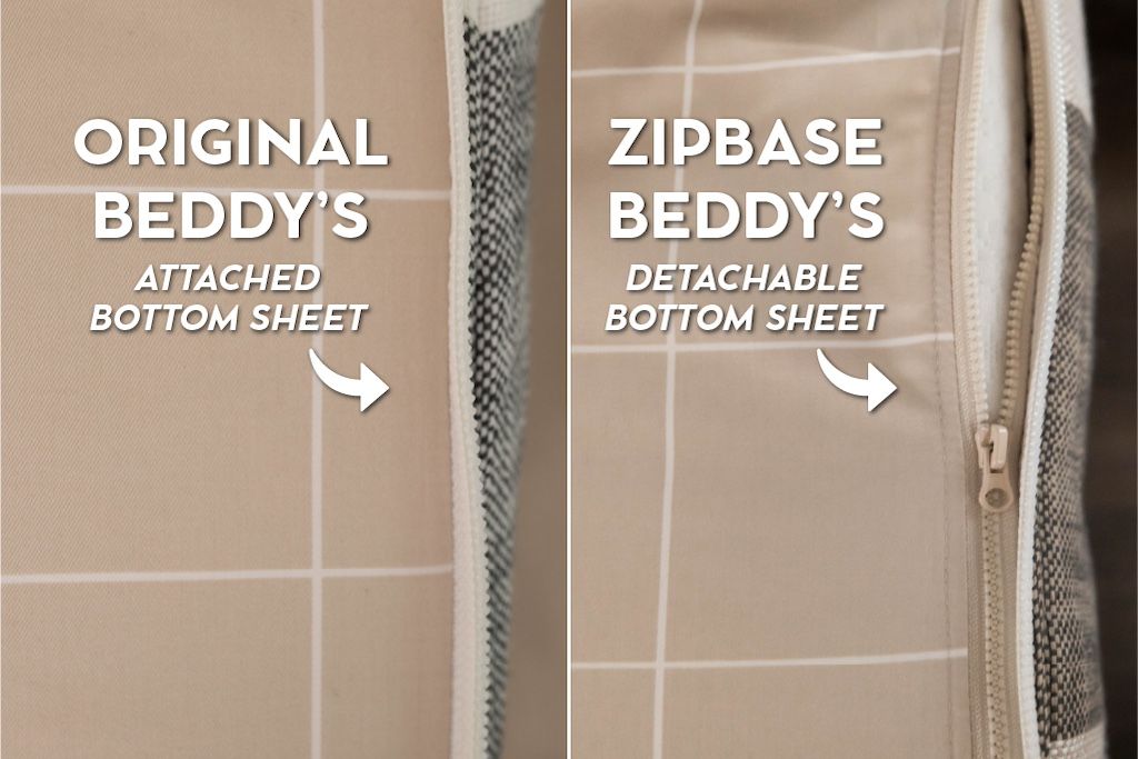 An infographic showing the options for Original and ZipBase in your zipper bedding set.