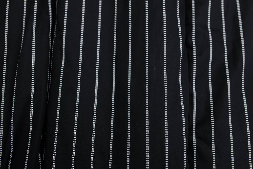 Exterior of black and white striped blanket