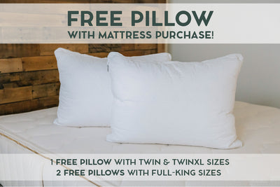 Photo showing free adjustable pillow with mattress purchase