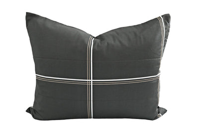 Charcoal with white and brown grid patterned pillow sham
