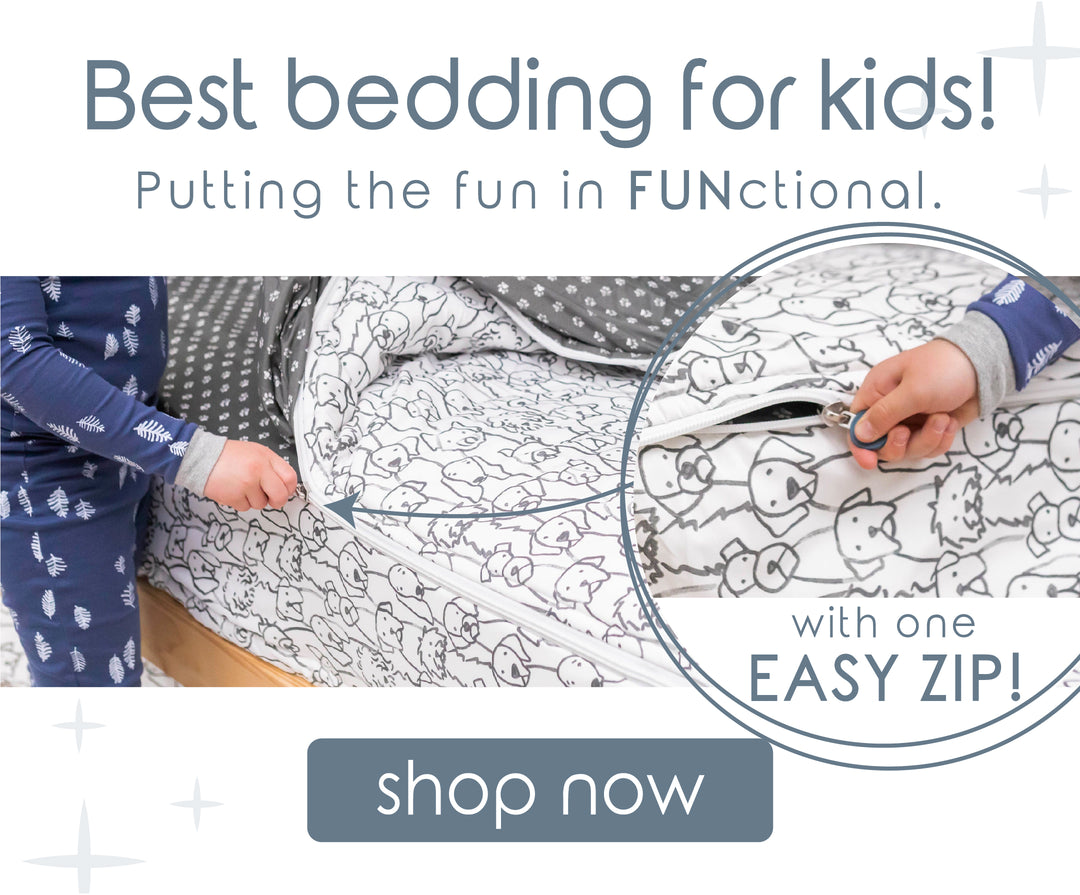 Beddy's Nod & Winks, Kids Zipper Bedding Set, Twin Size Bedding Mattress  Cover, Sheets and Zipper Comforter Set, Mack Zipper Bedding, Tan 3 Piece