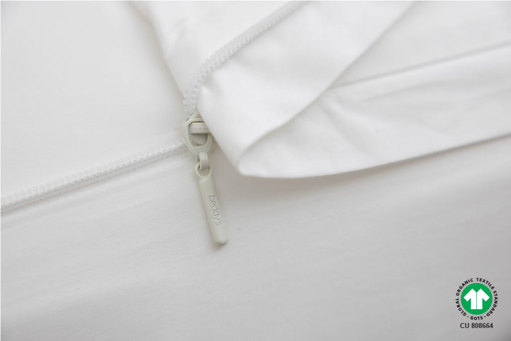 close up  of Beddy's Zipper on organic zipper set