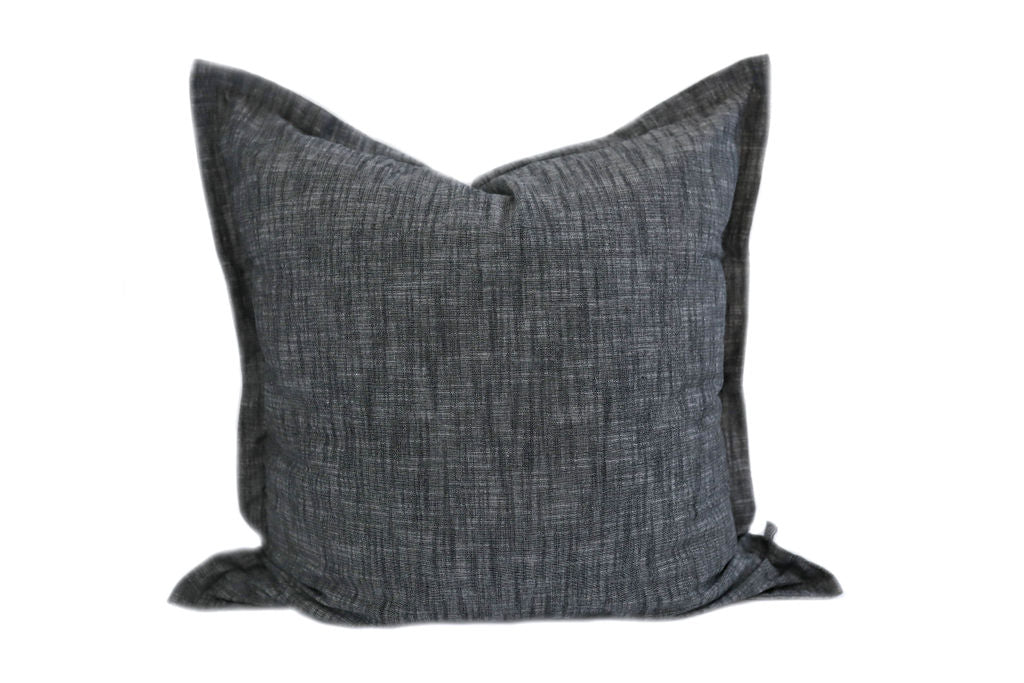 A charcoal gray large pillow on a white background.