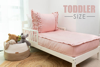 Pink toddler sized zipper bedding 