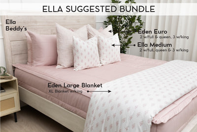 Pink zipper bedding bundle with coordinating floral pillows and floral blanket