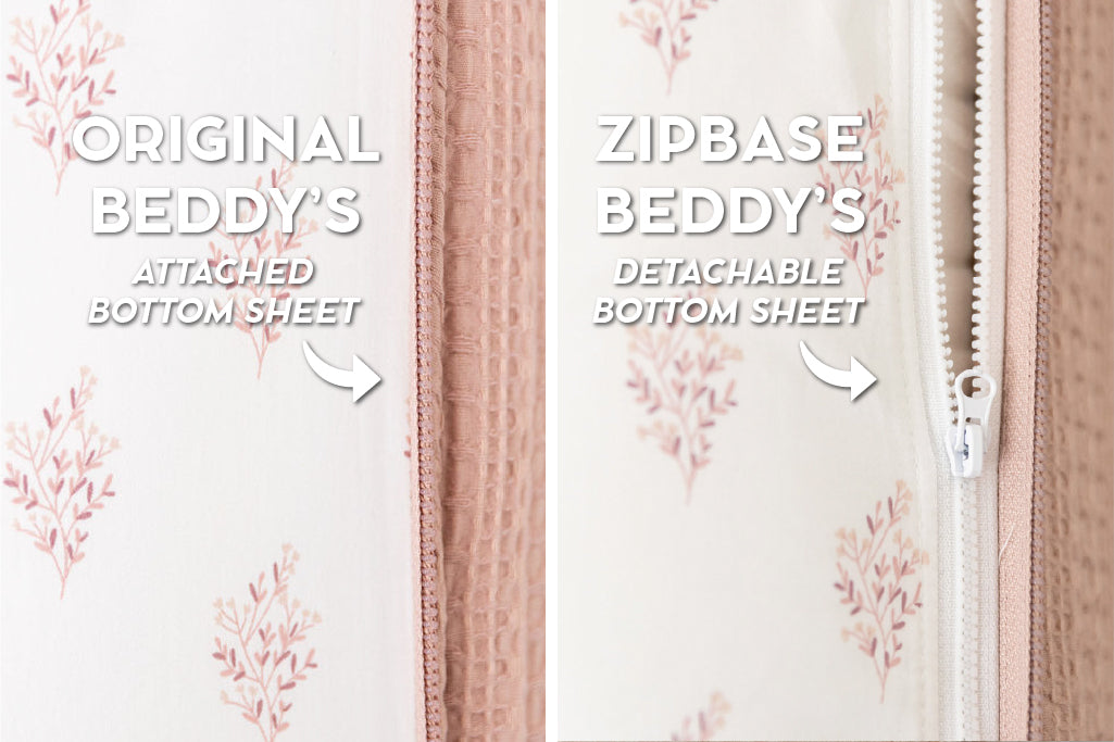 An infographic showing the options for Original and ZipBase in your zipper bedding set.