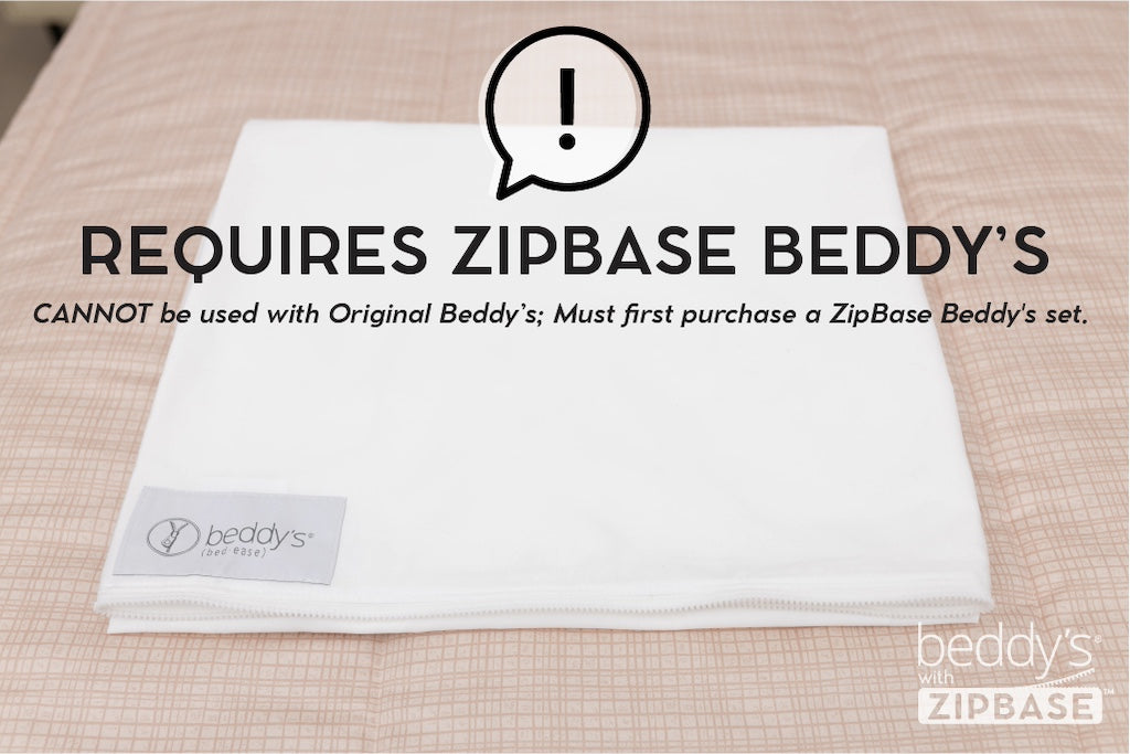 An infographic explaining that the ZipBase sheet requires a ZipBase Beddy's.