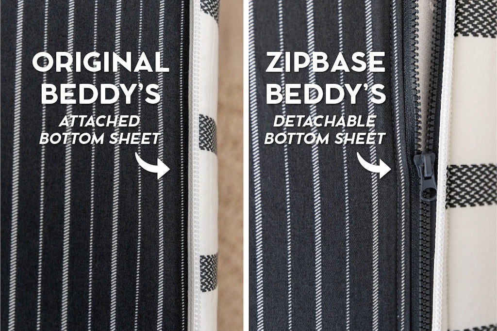 An infographic showing the options for Original and ZipBase in your zipper bedding set.