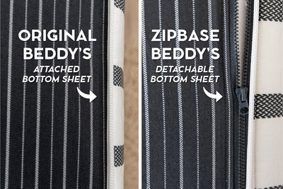 An infographic showing the options for Original and ZipBase in your zipper bedding set.