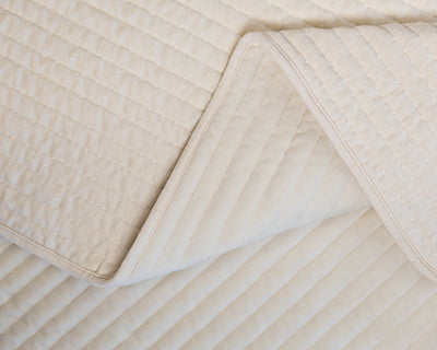 Photo with both textured and minky sides of cream blanket
