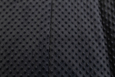 A close up view of a soft gray minky blanket.