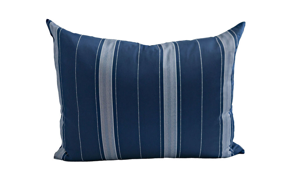 A navy blue striped design pillowcase.