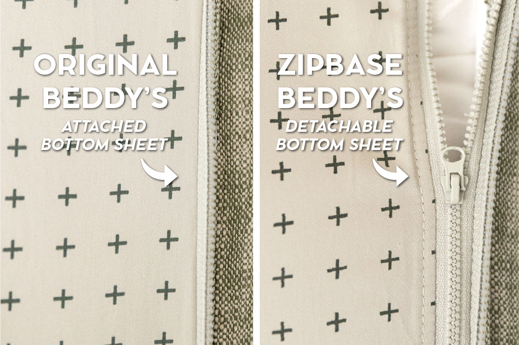 An infographic showing the options for Original and ZipBase in your zipper bedding set.