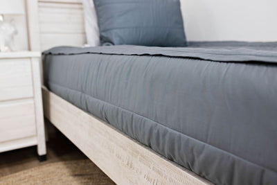 side of gray zipper bedding