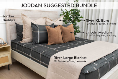 An infographic explaining the suggested bundle items to accompany the jordan zipper bedding