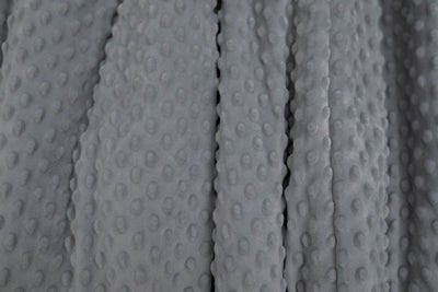 A close up of a deep gray softly textured minky blanket.