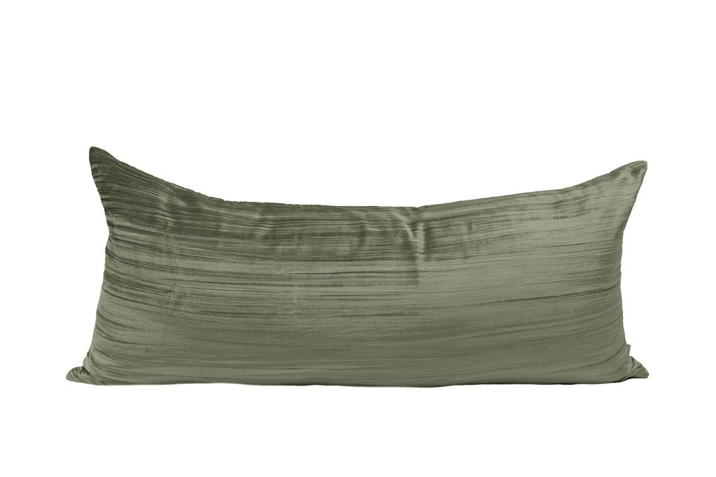 A sage green XL lumbar pillow