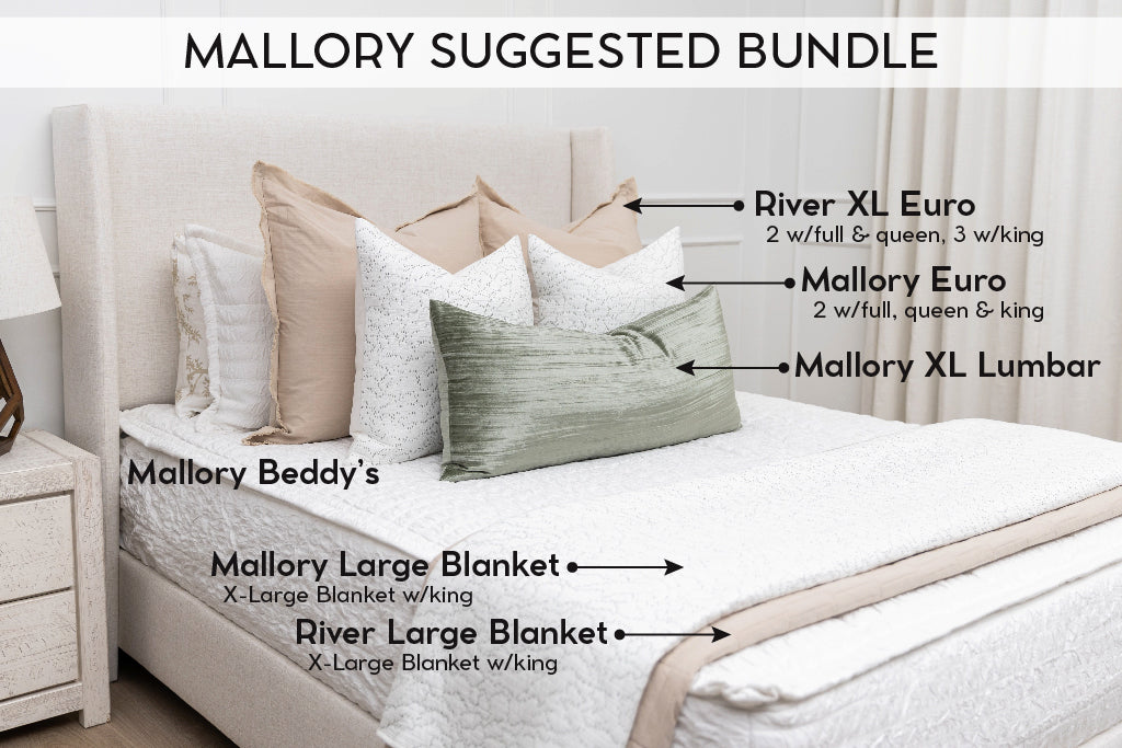 An infographic explaining the recommended bundle items for this white seersucker zipper bedding