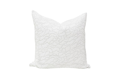 Close up of a white stitched euro sham