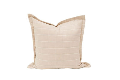 A light pink grid design euro pillow sham