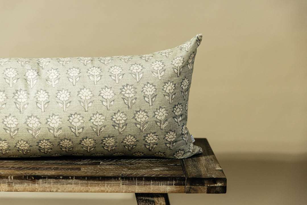 Mollie XL Green Floral Lumbar Pillow Cover Beddy's