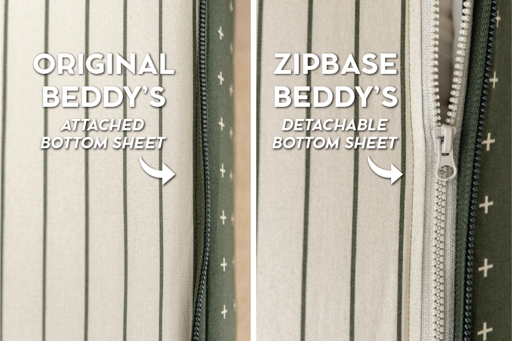 An infographic showing the options for Original and ZipBase in your zipper bedding set.