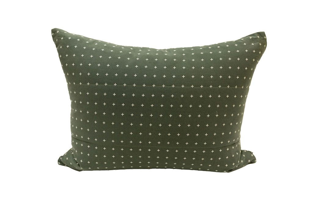 Dark Green Pillow sham with small cross pattern