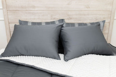 Gray zipper bedding with minky interior