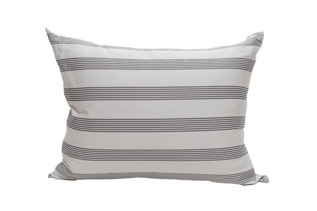 A cream and gray stripe pillowcase