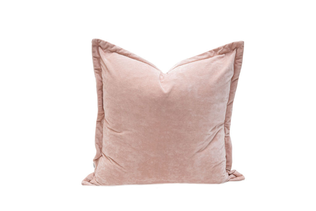 A velvet pink euro sham
